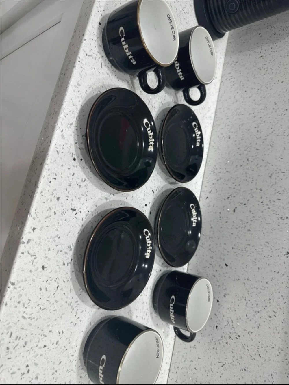 Black Espresso Cup with Gold rim pack 4